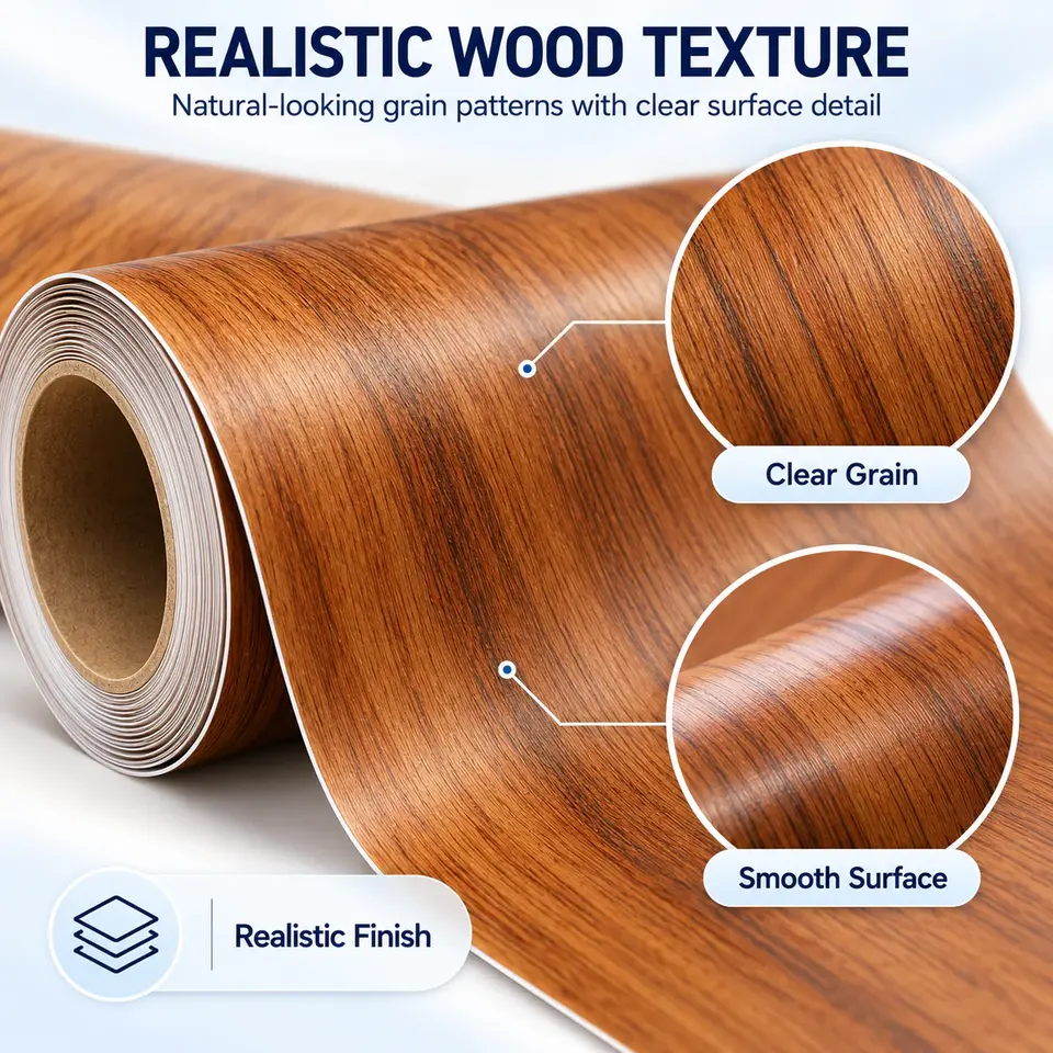 Wood Grain Self-Adhesive 3D Wooden Wall Sticker — Construction and material layers