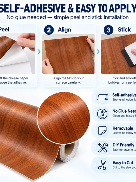 Wood Grain Self-Adhesive 3D Wooden Wall Sticker — Bedroom & nursery