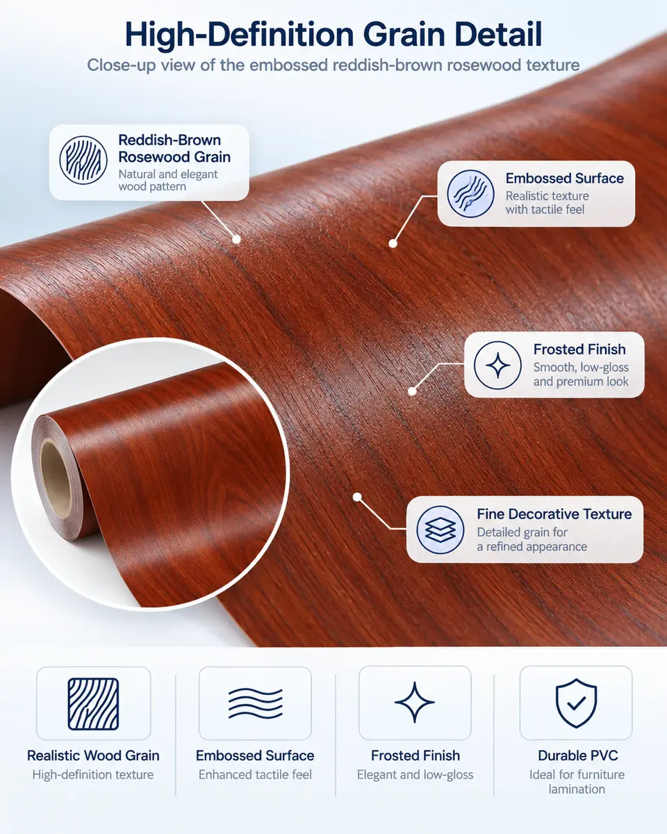 Wood Grain Laminating PVC Film for Furniture — Construction and material layers