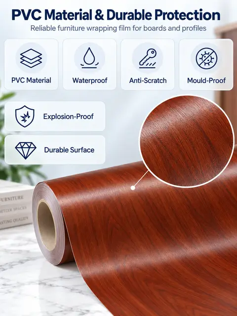Wood Grain Laminating PVC Film for Furniture — Feature wall