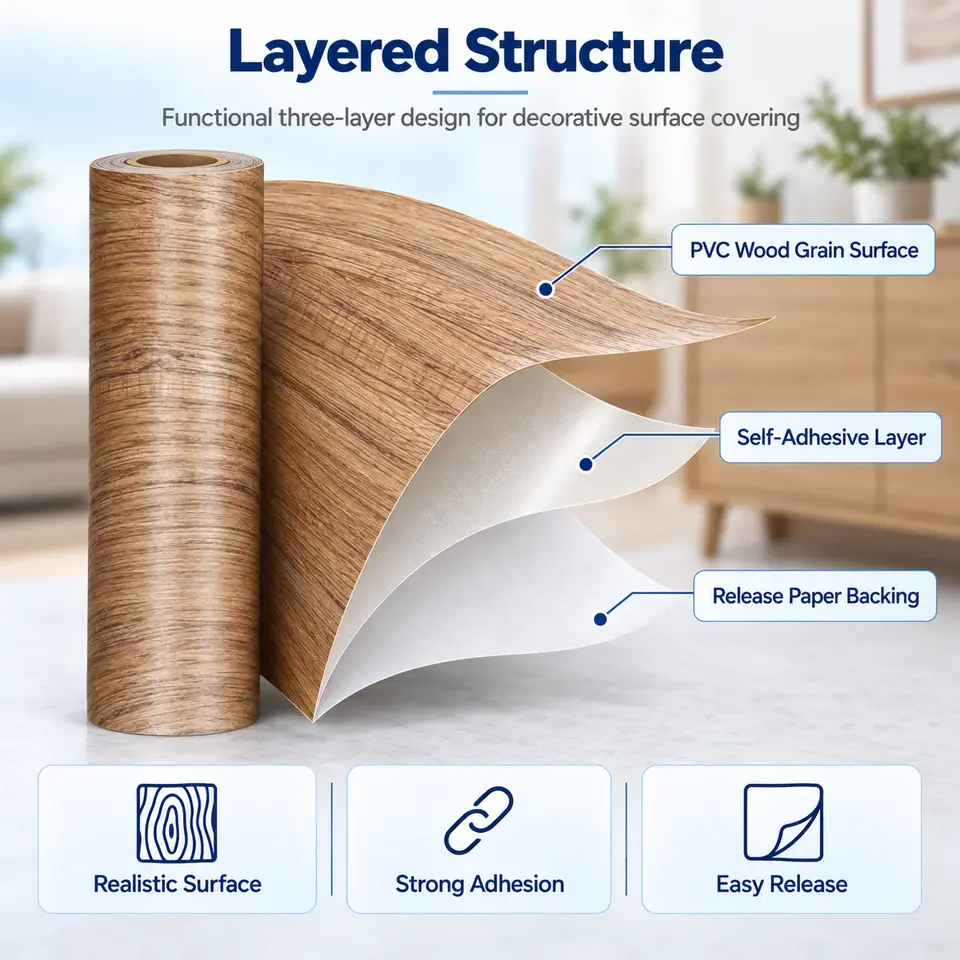 Wood Grain Wallpaper Rolls — Surface texture and finish close-up