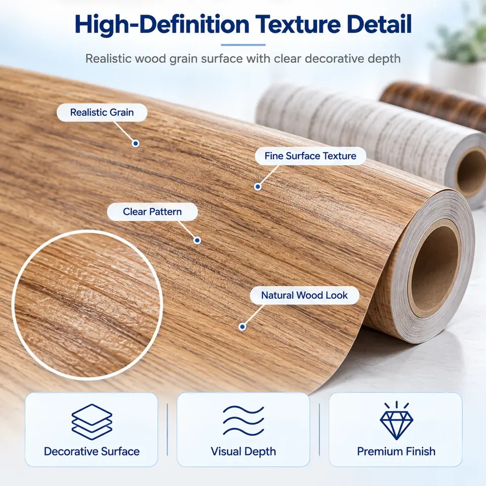 Wood Grain Wallpaper Rolls — Construction and material layers
