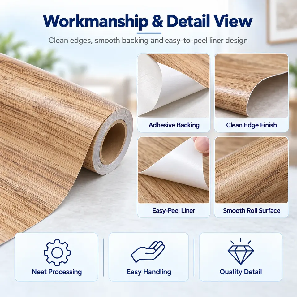 Wood Grain Wallpaper Rolls — Installation and application detail
