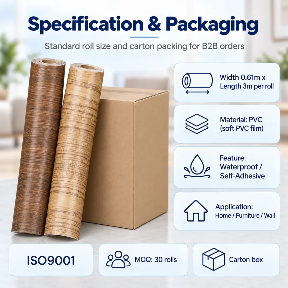 Wood Grain Wallpaper Rolls — Roll format and packaging