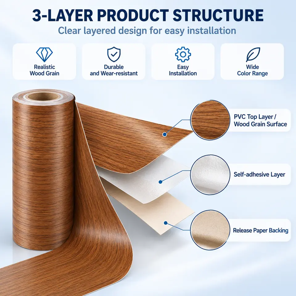 Wood Grain Waterproof Wall Stickers — Surface texture and finish close-up