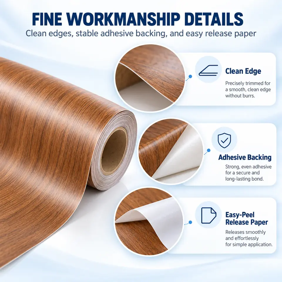 Wood Grain Waterproof Wall Stickers — Installation and application detail
