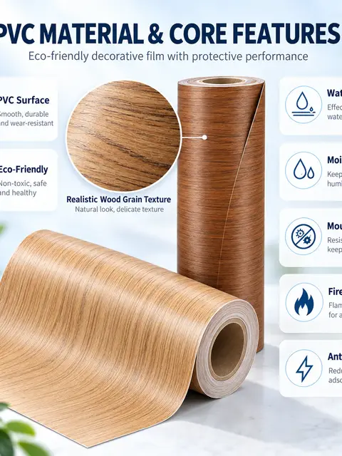 Wood Grain Waterproof Wall Stickers — Feature wall