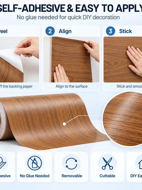 Wood Grain Waterproof Wall Stickers — Bedroom & nursery